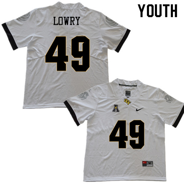 Youth #49 Seyvon Lowry UCF Knights College Football Jerseys Sale-White